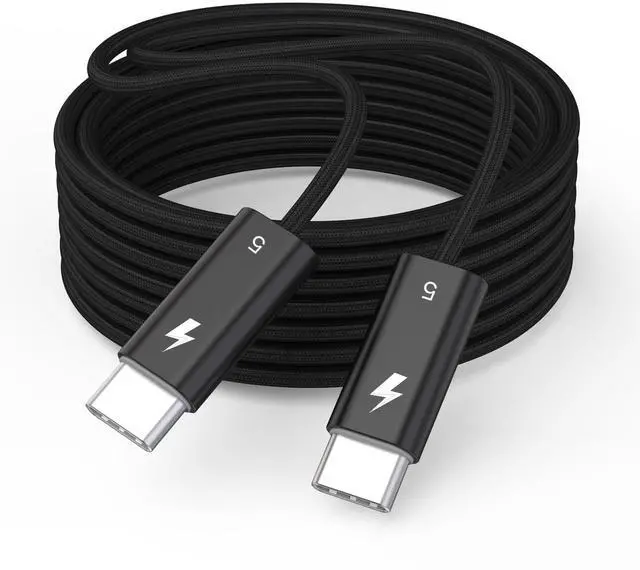 Main image of Thunderbolt 5 Cable 6FT/2M, Long Braided USB C to USB C Cable 240W Charging,80Gbps Data Transfer,Up to 120Gbps Bandwidth for 16K/Dual 8K Displays, Compatible with Thunderbolt 4, USB4, and USBC, Black