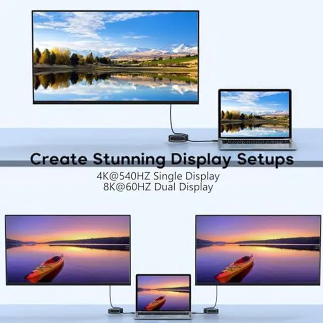 Alt view image 4 of 5 - Thunderbolt 5 Cable 6FT/2M, Long Braided USB C to USB C Cable 240W Charging,80Gbps Data Transfer,Up to 120Gbps Bandwidth for 16K/Dual 8K Displays, Compatible with Thunderbolt 4, USB4, and USBC, Black