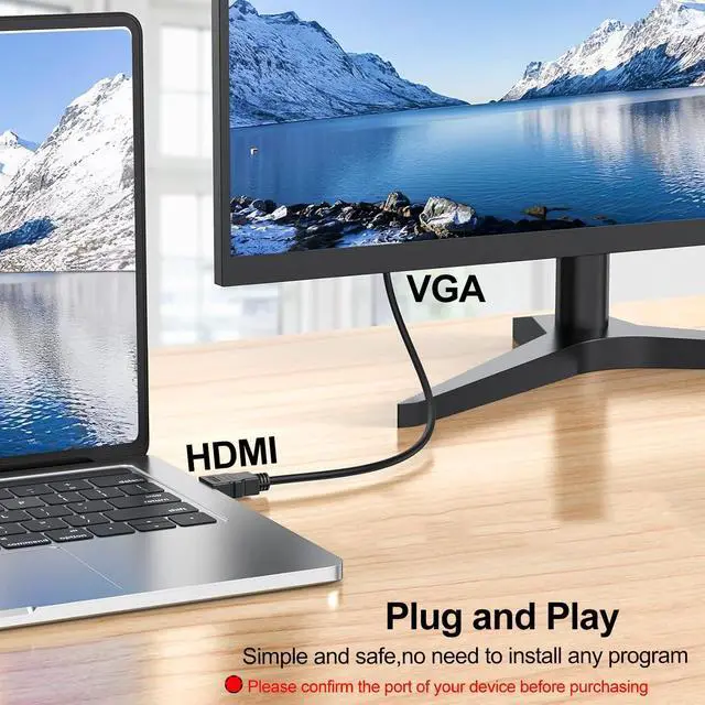 Alt view image 5 of 5 - HDMI to VGA Cable 3FT 5-Pack, Computer HDMI to VGA Monitor Cord (Male to Male) Compatible for Raspberry Pi, Roku, Computer, Desktop, Laptop, PC, Monitor, Projector, HDTV and More-NOT Bidirectional