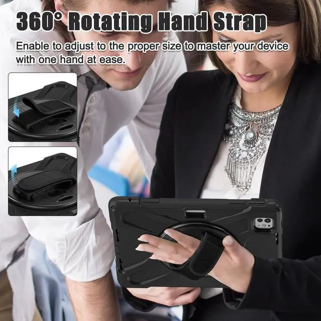 Alt view image 5 of 5 - ZenRich iPad Pro 11 inch Case (M4) 2024, Shockproof Heavy Duty Rugged Case for A2836 A2837 with 360°Rotating Kickstand/Hand Strap/Pencil Holder/Shoulder Strap, Black