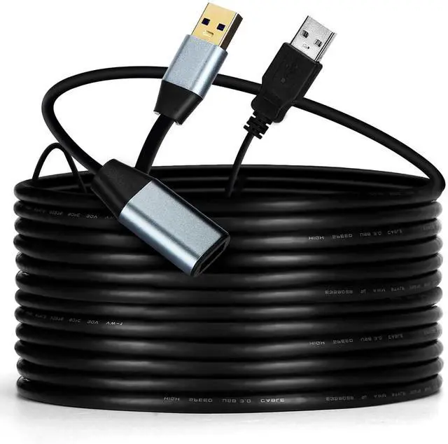 Main image of ETS 32ft Active USB 3.0 Extension Cable, 2 Signal Boosters, 5Gbps Data Transfer Power Adapter USB 3 Extension Cable for Laptops, Gaming Consoles & More High-Speed Performance