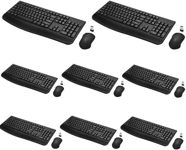 Main image of Wireless Keyboard and Mouse Combo, Full-Sized 2.4GHz Wireless Keyboard with Comfortable Palm Rest and Optical Mouse for Windows, Mac OS PC/Desktops/Computer/Laptops (8 Pack)