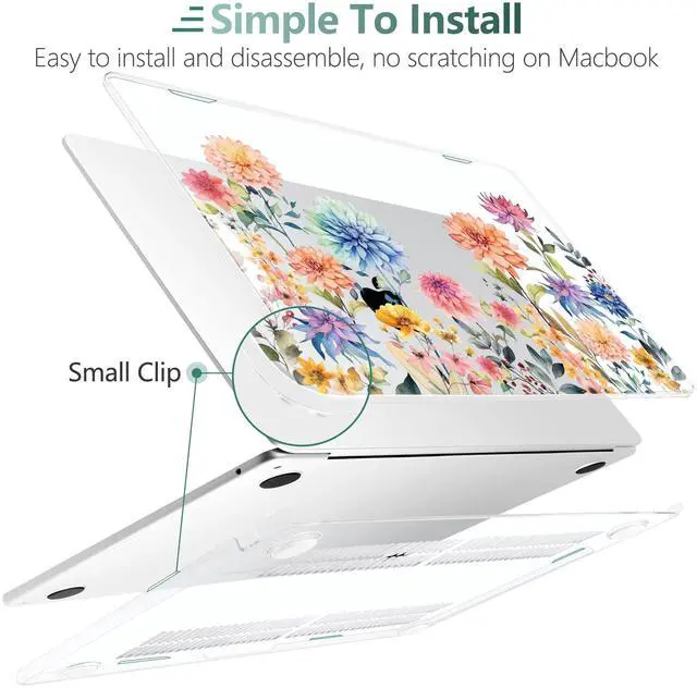 Alt view image 3 of 5 - TWOLSKOO for MacBook Air 15 inch Case 2025 2024 2023 Release M4 A3241 M3 A3114 M2 A2941, Plastic Hard Shell & Screen Protector & Keyboard Cover & Trackpad Film, Beautiful Flowers