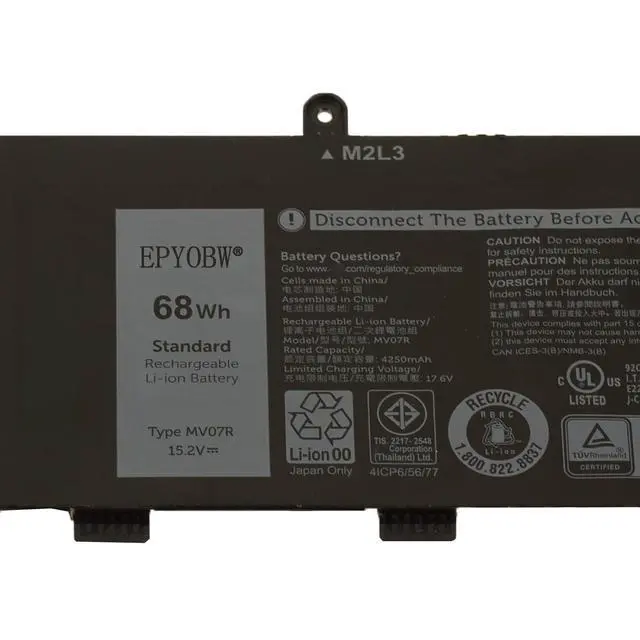 Alt view image 2 of 4 - EPYOBW MV07R Laptop Battery 68Wh 4250mAh 15.2V Compatible with Dell G3 15 3590 3700 3790 5500 5505 SE 3500 GN3500EDFSS WDP8D KJGP7 WDP8D GN3500EDFUS GN3500EDFRS Series JJRRD 0JJRRD 266J9 72WGV