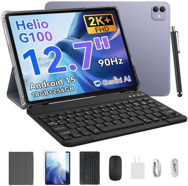 Main image of Blackview 13 inch Android 15 Tablet with Keyboard, 12.7" Large Screen Gaming Tablet with Pen, Helio G100, 256GB, 90 Hz, 2K+, 3 AI Cameras, Widevine L1, 5G WiFi, GPS- Link 8