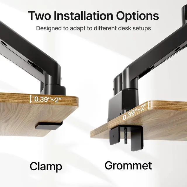 Alt view image 5 of 5 - monTEK Dual Monitor Mount Monitor Arms for 2 Monitors for 17 to 35 Inch Curved Screen Holds 35 Lbs Adjustable Heavy Duty Monitor Desk Mount Cable Management, VESA 75/100mm,MA1007BK-D
