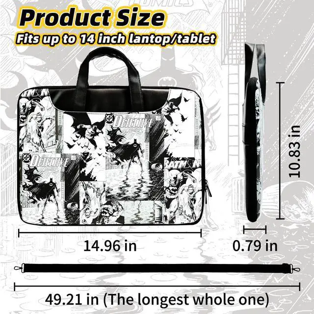 Alt view image 5 of 5 - Superhero Laptop Case Sleeve 14 inch, Lightweight Shockproof Laptop Bag with Shoulder, Waterproof Computer Bag Heavy Duty Protection, Ideal Gift for Teens & Adults