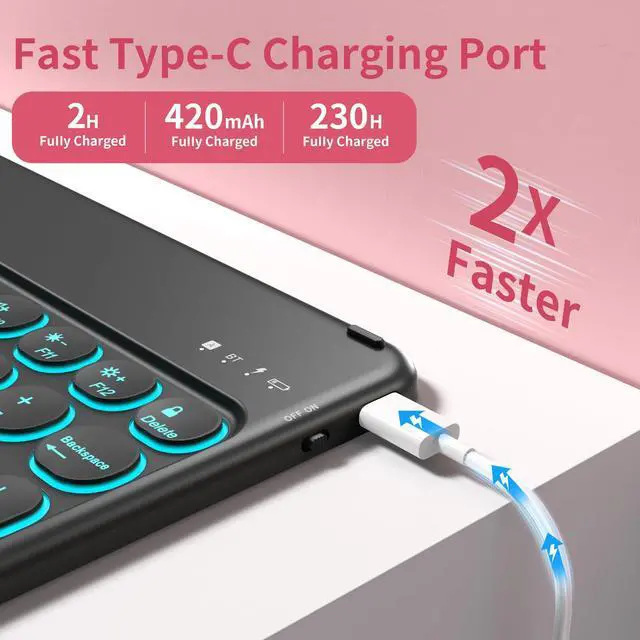 Alt view image 4 of 5 - BQDIYOO Keyboard Case for iPad 9th/8th/7th Generation(2021/2020/2019) Detachable Wireless Bluetooth Keyboard Case for 10.2 inch iPad 9/8/7 Cover with Pencil Holder Auto Wake/Sleep, Pink