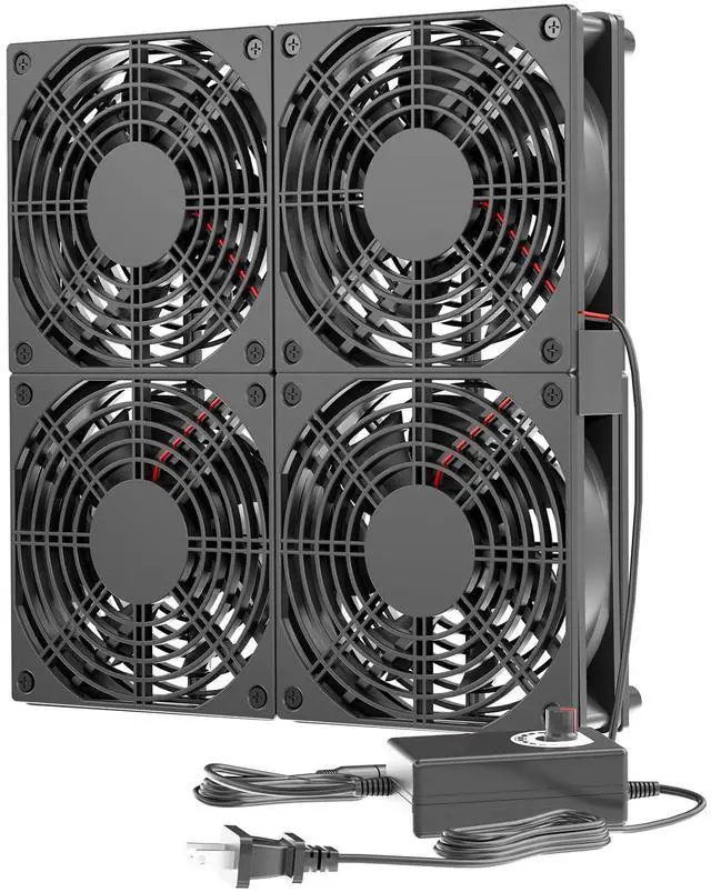 Main image of KEYFANCLUB 120mm PC Fans 4-Pack, 12V Computer Fans with DC 3-12v to AC 100-240V Power Adapter Dual Ball Bearing for Router Laptop DVR Xbox Receiver Cabinet PlayStation Modem Cooling