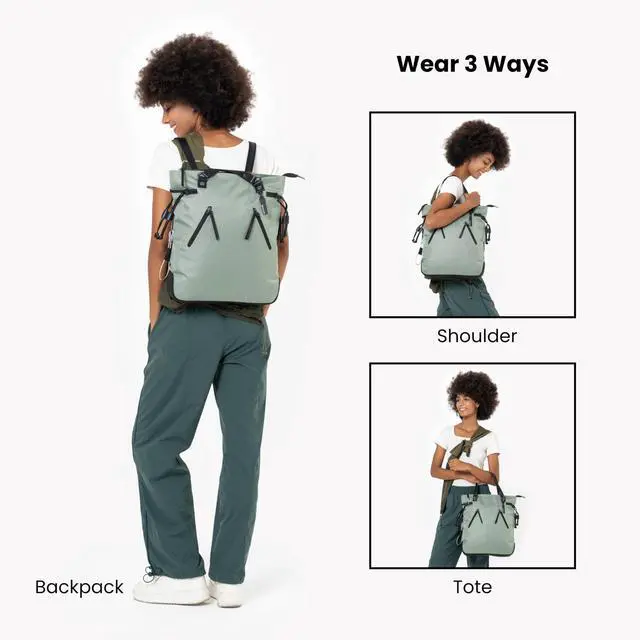 Alt view image 3 of 5 - Sherpani Tempest, Anti Theft Convertible Backpack Tote, 14L Travel Backpack, Travel Gifts for Women, Handbags, RFID Protection, Metal Hardware, Fits 15 Laptop (No Sleeve) (Aloe Mist)