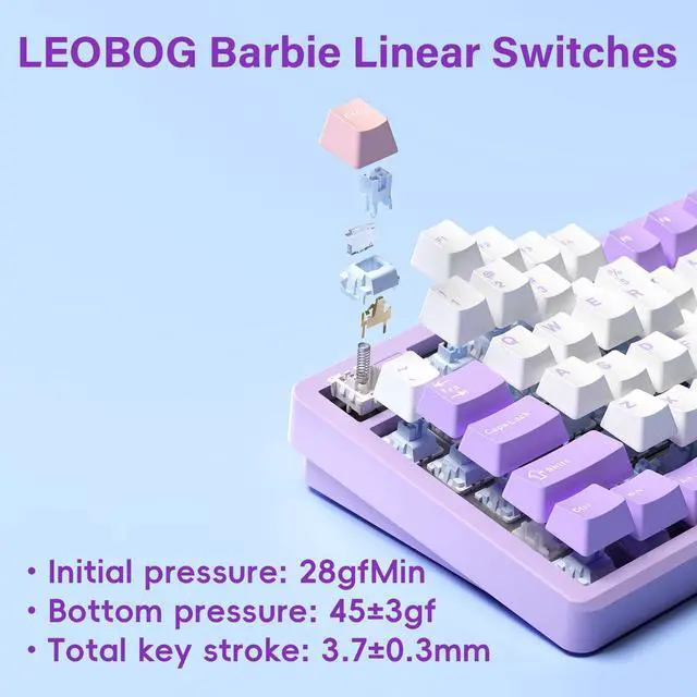 Alt view image 3 of 5 - LEOBOG HI98 Mechanical Keyboard, Wired Creamy Gaming Keyboard with Ergonomic Gasket Structure, Hot-Swap Custom RGB Keyboards for Win/Mac/Android/Gamer - Purple, Star Vector Switch