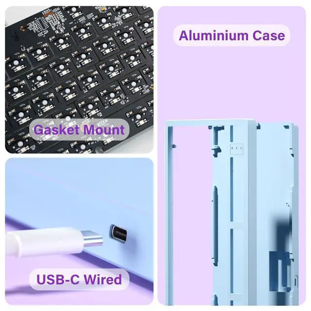 Alt view image 4 of 5 - LEOBOG HI98 Mechanical Keyboard, Wired Creamy Gaming Keyboard with Ergonomic Gasket Structure, Hot-Swap Custom RGB Keyboards for Win/Mac/Android/Gamer - Purple, Star Vector Switch