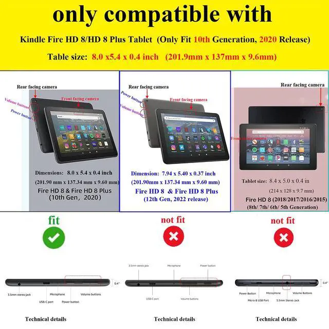 Alt view image 2 of 5 - UUcovers Case for Kindle Fire HD 8 & 8 Plus Tablet (10th Generation, 2020 Release) Slim Folding Stand Cover with Auto Wake/Sleep [Pencil Holder/Inner Card Slots/Front File Pocket/Elastic Band], Brown