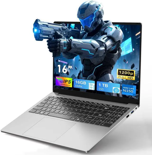 Main image of CHIFUYOU Gaming Laptop, 2025 16 Inch Office 365 Laptop Computer, N150 Processor (4C/4T, Up to 3.6GHz),16GB RAM 1TB SSD, WiFi 5,BT4.2,16" FHD 1920x1200(16:10), Backlit Keyboard, Gray