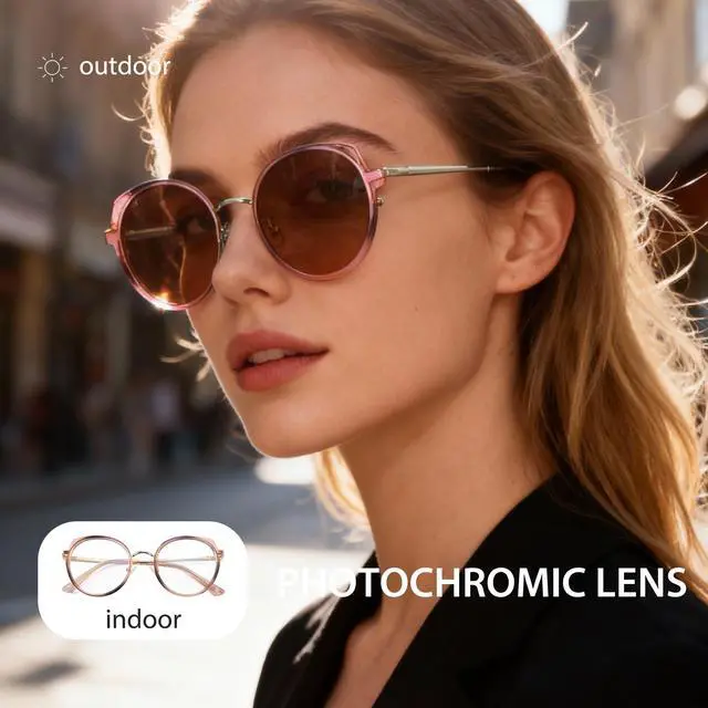 Alt view image 3 of 5 - Cyxus Photochromic Glasses for Women UV Protection with Blue Light Blocking Trendy Cat Eye Frame8315i39 Brown
