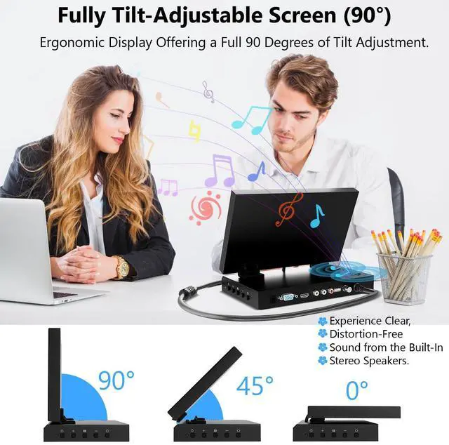 Alt view image 5 of 5 - 10.1" Small Monitor for PC Raspberry Pi, 1280x720 IPS Mini Monitor Multi-Port Docking Station Built-in USB Hub &Dual Speakers, Raspberry Pi Display for DIY Projects,Gaming & Aida64 CPU GPU Monitoring