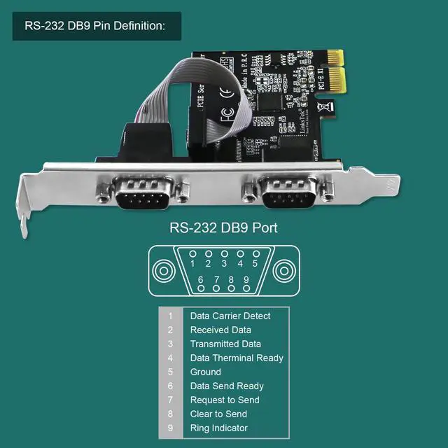 Alt view image 4 of 5 - LinksTek 2-Port PCI Express RS-232 DB9 Serial Port Card for Windows XP, Vista,7, 8.x, 10, 11 32/64bit and Linux PCs, PCIE RS232 Card, PCIE Serial DB9 Port Card (PCIE-SE2)