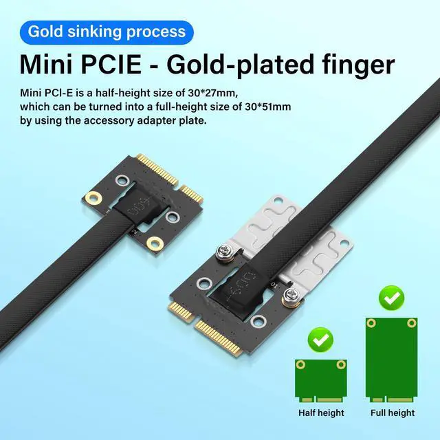 Alt view image 3 of 5 - SinLoon Mini PCIE Wireless Network Card to PCIe X4 Extender Cable Mini-Pcie Male to PCI-E X4 Female Riser Cable 20CM