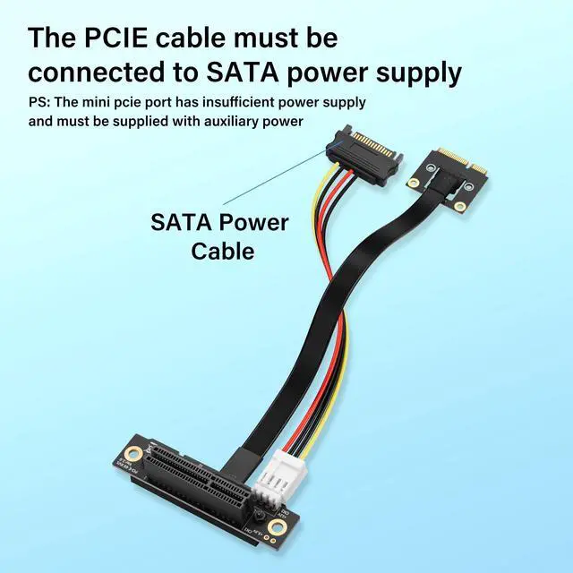 Alt view image 5 of 5 - SinLoon Mini PCIE Wireless Network Card to PCIe X4 Extender Cable Mini-Pcie Male to PCI-E X4 Female Riser Cable 20CM