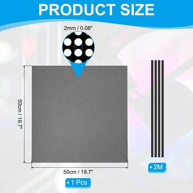 Alt view image 2 of 5 - PATIKIL PC Fan Dust Mesh 19.7"x19.7" 0.08" Hole, 1 Set PVC Computer Cooler Dust Filter PC Case Cover Grills with Magnetic Strip for Computer Cooler Fan Case Dustproof, Black