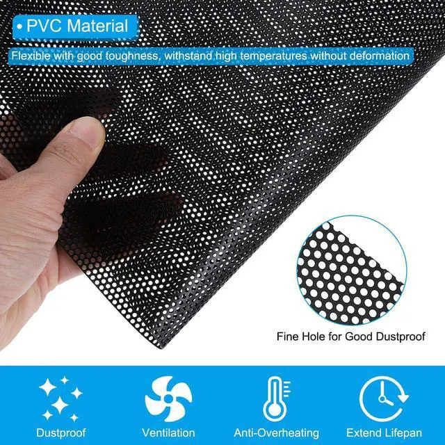 Alt view image 3 of 5 - PATIKIL PC Fan Dust Mesh 19.7"x19.7" 0.08" Hole, 1 Set PVC Computer Cooler Dust Filter PC Case Cover Grills with Magnetic Strip for Computer Cooler Fan Case Dustproof, Black