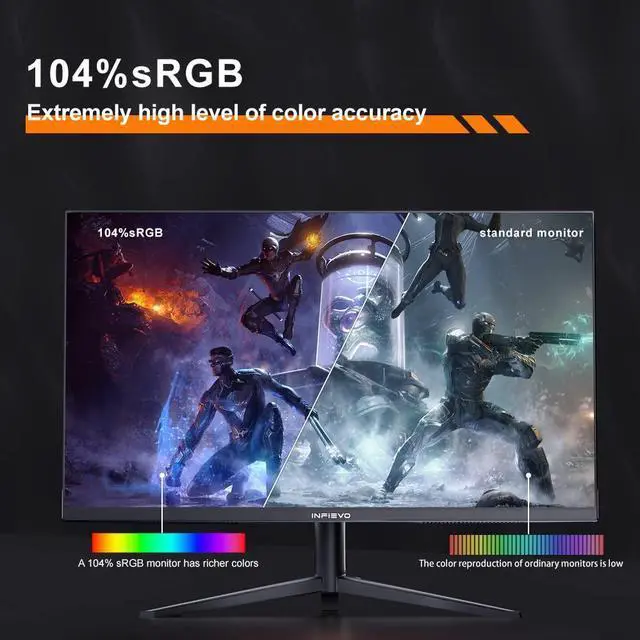 Alt view image 4 of 5 - 27 Inch Gaming Monitor 165Hz/144Hz,QHD 2560x1440 Built-in Speakers 104% sRGB Computer Monitor, Height/Pivot/Swivel/Tilt Adjustable Vertical Monitor, HDR,Support FreeSync, DP,HDMI, VESA Compatible