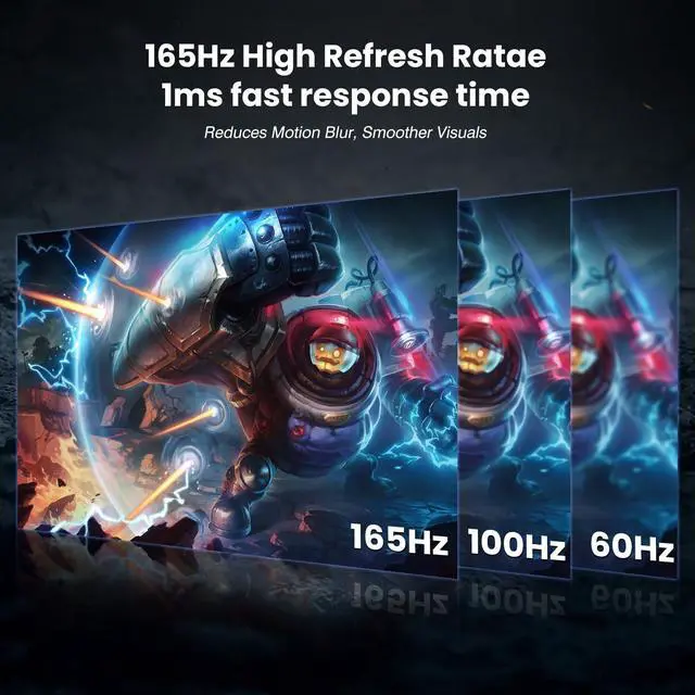 Alt view image 2 of 5 - 27 Inch Gaming Monitor 165Hz/144Hz,QHD 2560x1440 Built-in Speakers 104% sRGB Computer Monitor, Height/Pivot/Swivel/Tilt Adjustable Vertical Monitor, HDR,Support FreeSync, DP,HDMI, VESA Compatible