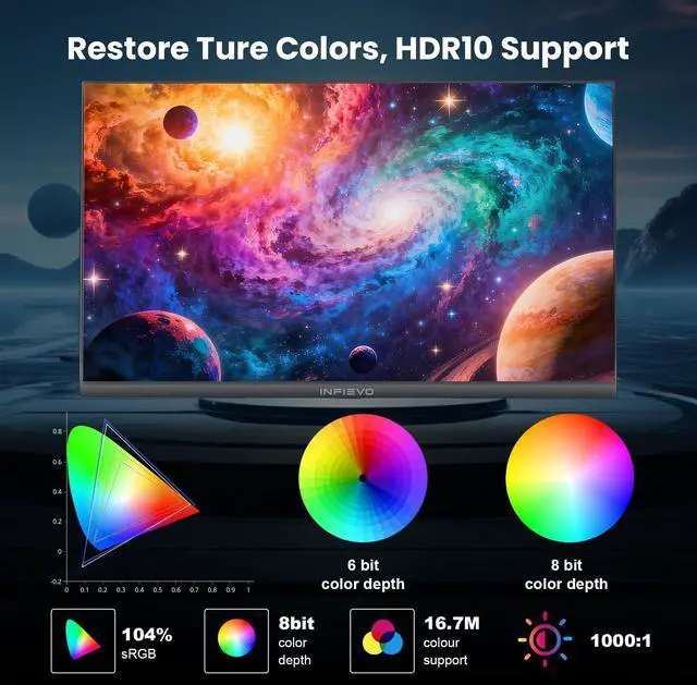 Alt view image 5 of 5 - 27 Inch Gaming Monitor 165Hz/144Hz,QHD 2560x1440 Built-in Speakers 104% sRGB Computer Monitor, Height/Pivot/Swivel/Tilt Adjustable Vertical Monitor, HDR,Support FreeSync, DP,HDMI, VESA Compatible