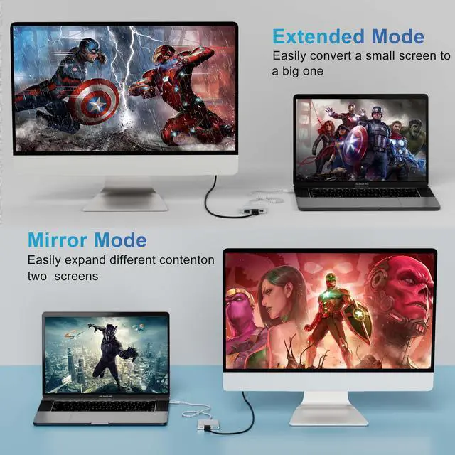 Alt view image 2 of 5 - Battony USB-C to 4K HDTV Digital AV Adapter for MacBook Pro/Air, USB 3.0 5Gbps Date Transfer &100W PD & 50cm Braided Cable, Compatible for Mac Pro Air M1 M2 iMac and Other Type C Devices