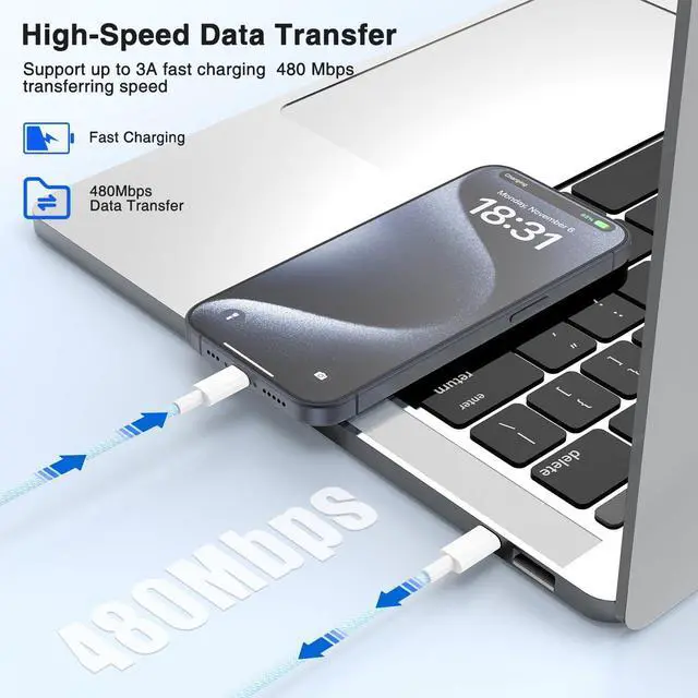 Alt view image 4 of 5 - USB C to USB C Cable 10 FT for iPhone 16 15 Pro Max,Long C to C Cable Fast Charging Cord Braided for iPhone 16 15 Pro/16 15 Plus/16e,MacBook,iPad 10/11th 60W-Pink