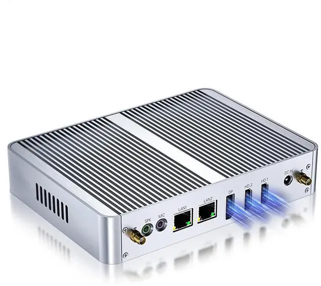 Main image of HAICOTECH Fanless Mini PC, 12th Gen N100 Desktop Computer, 16G RAM 512G SSD Firewall Router Office Computer 0 Noise, 8 USB, Dual LAN/HDMI, DP, 4K Triple Display Output, Win-11 Pro
