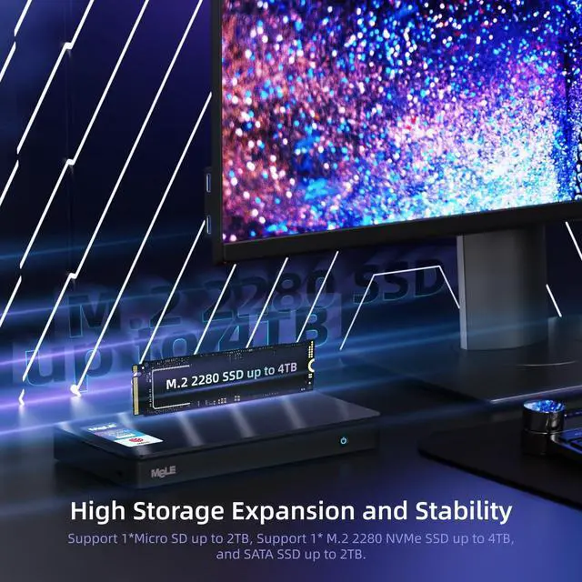 Alt view image 3 of 5 - MeLE Mini PC Overclock X2 N95(up to 3.4GHz) Alder-Lake 12th Gen 16GB RAM 512GB Micro Computer Small Desktop for Office Education Home Triple Screen Display Full Function USB-C WiFi6 BT5.2