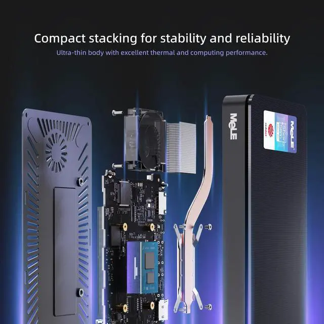 Alt view image 4 of 5 - MeLE Mini PC Overclock X2 N95(up to 3.4GHz) Alder-Lake 12th Gen 16GB RAM 512GB Micro Computer Small Desktop for Office Education Home Triple Screen Display Full Function USB-C WiFi6 BT5.2