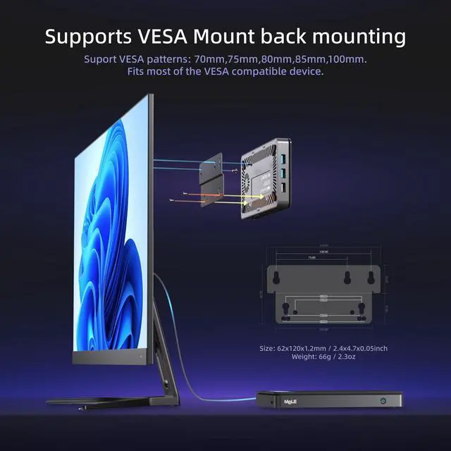 Alt view image 5 of 5 - MeLE Mini PC Overclock X2 N95(up to 3.4GHz) Alder-Lake 12th Gen 16GB RAM 512GB Micro Computer Small Desktop for Office Education Home Triple Screen Display Full Function USB-C WiFi6 BT5.2