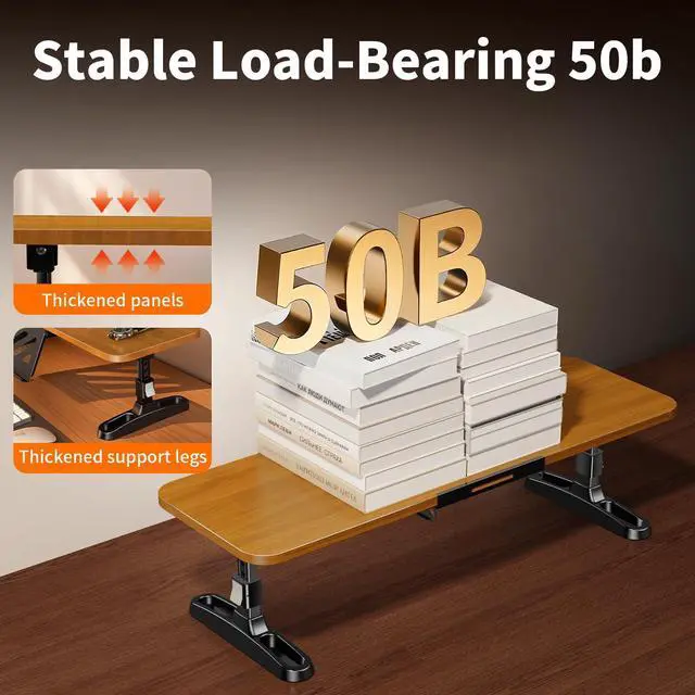 Alt view image 4 of 5 - NIFBANG Wooden Monitor Stand Riser for Desk,Adjustable Height Monitor Shelf Riser with Phone Holder,Desk Storage Organizer Accessories,Wood Computer Screen Stands for Office,Home,Laptop,Printer,TV