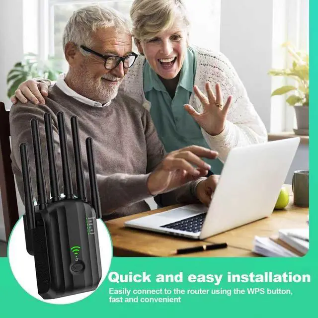 Alt view image 4 of 5 - WiFi Extender,WiFi Extender Signal Booster for Home Covers up to 10000 sq.ft & 88+ Devices, New 6X Faster Wireless WiFi Repeater with Ethernet Port, WiFi Booster Compatible with All Routers (Black)