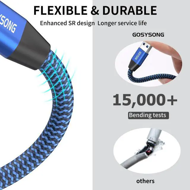 Alt view image 3 of 5 - GOSYSONG 75ft USB 2.0 Printer Cable, High Speed USB A to USB B Printer Cord Compatible with Printers, Scanners,Keyboard (Blue)