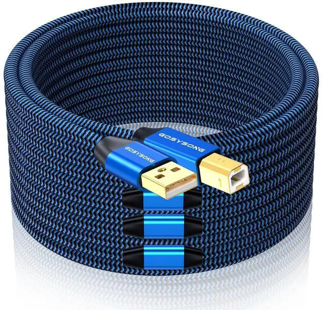 Main image of GOSYSONG 75ft USB 2.0 Printer Cable, High Speed USB A to USB B Printer Cord Compatible with Printers, Scanners,Keyboard (Blue)