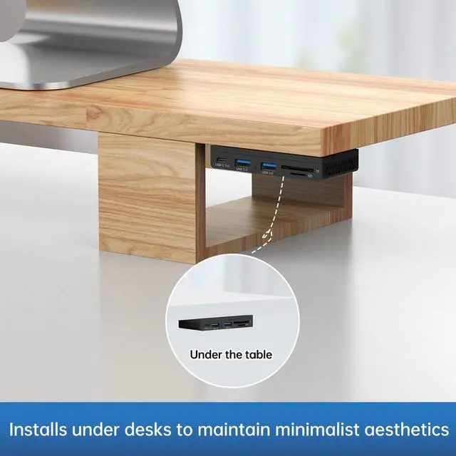 Alt view image 5 of 5 - EJAY 5-in-1 Magnetic USB 3.0 Hub with SD/TF Card Reader, 2 USB-A + 1 USB-C Ports, Includes 2 Packs Sliding Rail, Screws & Sticky Pads for MacBook Laptop PC