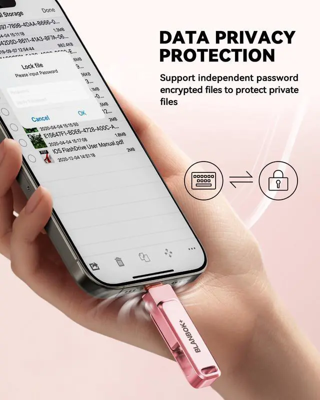 Alt view image 4 of 5 - MFi Certified 256GB Flash Drive for iPhone Photo Stick, USB Thumb Drive Memory Stick High Speed USB Drive Photo Storage for iPhone Flash Drive Compatible for iPhone/iPad/Android/PC (Pink)
