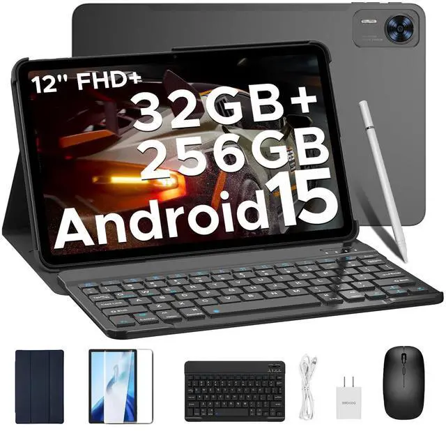 Main image of DOOGEE T36 12 inch Tablet with Keyboard, Android 15 Tablet 32GB+256GB/2TB Expand Octa-Core Gaming Tablets,8800mAh,FHD+ Touchscreen with sim Card Slot,WiFi 5,Dual Camera,BT5.0,Widevine L1,Black