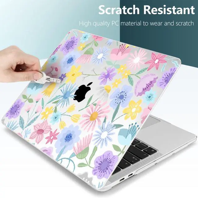 Alt view image 3 of 5 - TWOLSKOO Compatible with MacBook Pro 13 inch Case 2023-2016 A2338 M2/M1 A2251 A2289 A2159 A1989 A1706, Plastic Hard Shell Cover & Keyboard Skin & Screen Protector, Spring Blooms