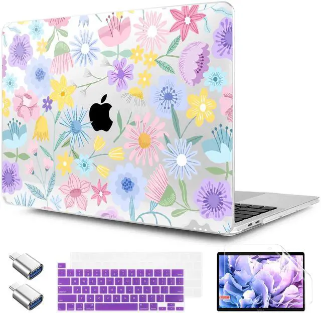 Main image of TWOLSKOO Compatible with MacBook Pro 13 inch Case 2023-2016 A2338 M2/M1 A2251 A2289 A2159 A1989 A1706, Plastic Hard Shell Cover & Keyboard Skin & Screen Protector, Spring Blooms