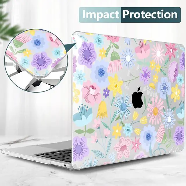 Alt view image 4 of 5 - TWOLSKOO Compatible with MacBook Pro 13 inch Case 2023-2016 A2338 M2/M1 A2251 A2289 A2159 A1989 A1706, Plastic Hard Shell Cover & Keyboard Skin & Screen Protector, Spring Blooms