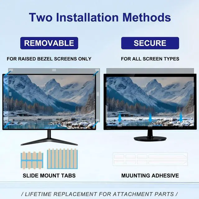 Alt view image 3 of 5 - LUSA DESIGN 32 Inch Privacy Screen for Computer Monitor 16:9 Aspect Ratio, Eye Protection Anti Blue Light Glare Shield, 32inch Removable Black Blackout Anti Spy Desktop Security Private Filter