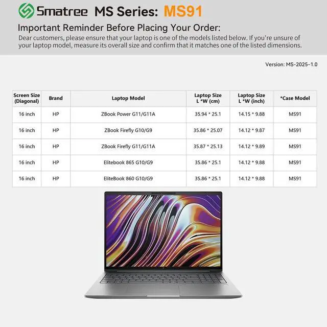 Alt view image 2 of 5 - Smatree MS91 Hard EVA Protective Sleeve Case with Stand Compatible for 16 inch HP ZBook Firefly/Power G11 /G11A,for 16 inch EliteBook 865/860 G10/G9,for 16inch ZBook Firefly G10/G9