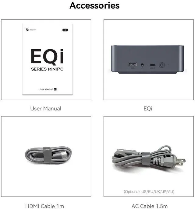 Alt view image 4 of 5 - Beelink EQI Mini PC W11 Pro, i5-1235U(10C/12T up to 4.4 GHz), 16GB DDR4 500G NVME SSD with UHD Graphics Built in PSU WiFi 6/BT5.2/Dual Display Mini PC Computer