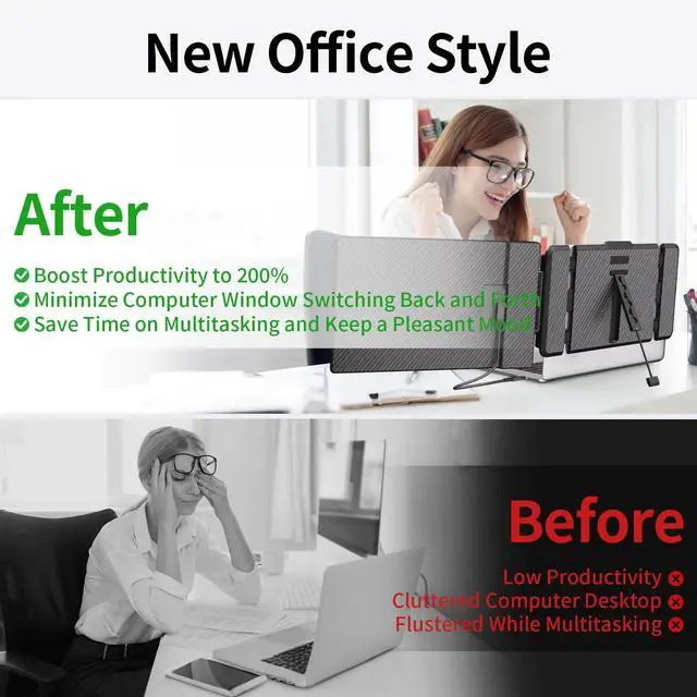 Alt view image 2 of 5 - WNZO Laptop Screen Extender 14" FHD IPS Portable Travel Monitor for Laptop, Second Screen for 13"-17" Laptops, Plug & Play for Trip/Remote Work, Compatible with Windows/Mac/Android/Chrome