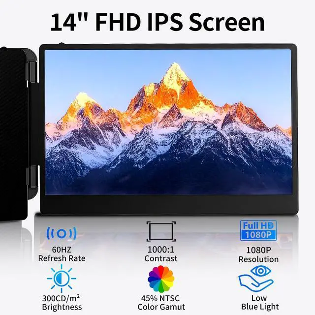 Alt view image 5 of 5 - WNZO Laptop Screen Extender 14" FHD IPS Portable Travel Monitor for Laptop, Second Screen for 13"-17" Laptops, Plug & Play for Trip/Remote Work, Compatible with Windows/Mac/Android/Chrome