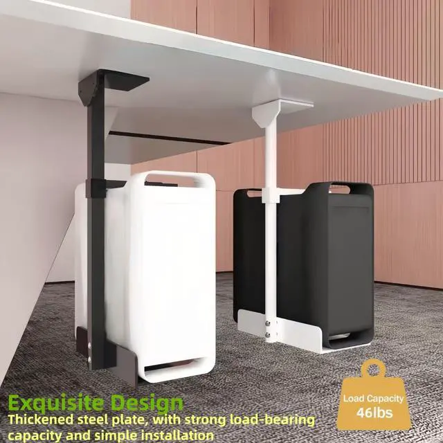 Alt view image 3 of 5 - Under Desk and Wall Computer Mount, CPU Tower Holder Under Desk Mount Height & Width Adjustable, Computer Case Stand Holder Holds 46 lbs, PC Mount, Under Desk CPU Holder Mount, Black